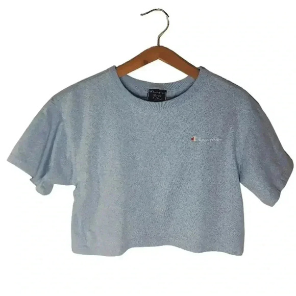 Champion Blue Heathered Print Crop Top Women's Size M - Picture 1 of 7
